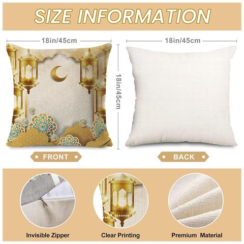 Set Di 4 Cuscini Decorativi Per Il Ramadan - 45x45cm, Diversi Motivi Unici E Colorati! - Foto 4