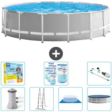 Piscina Fuori Terra - In Giro - 457x457x122 Cm - Grigio - Include Accessori Coordinati Cb51 - Foto 1