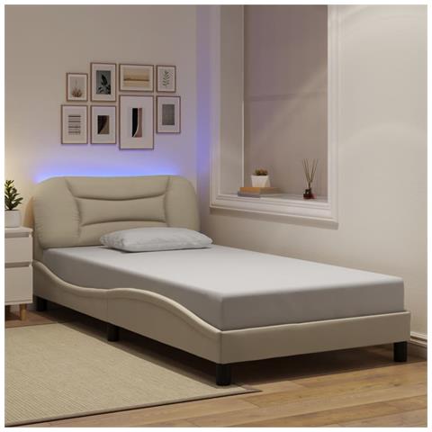 Lusso Casadino - Giroletto Con Led Senza Materasso Hvar Crema 100x200 Cm In Tessuto - Foto 8