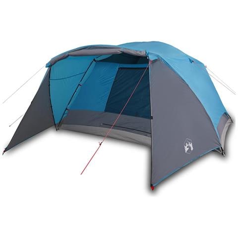 Tenda da Campeggio con Portico per 4 Persone Blu Impermeabile - Foto 1