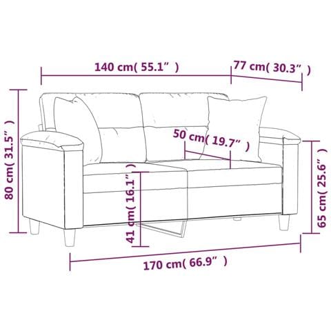 Divano a 2 Posti con Cuscini Beige 140 cm Tessuto Microfibra - Foto 8