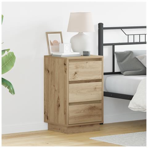 Comodino con LED in rovere artisan 39x34.5x65 cm Legno ingegnerizzato - Foto 2