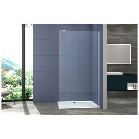 Box Doccia Parete Walk In 140 Cm H 200 Cm Cristallo Temperato Trasparente 8mm Profilo Cromato Melany - Foto 1