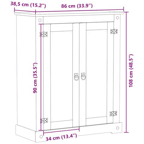 Scarpiera Corona 86x38,5x108 cm in Legno Massello di Pino - Foto 9