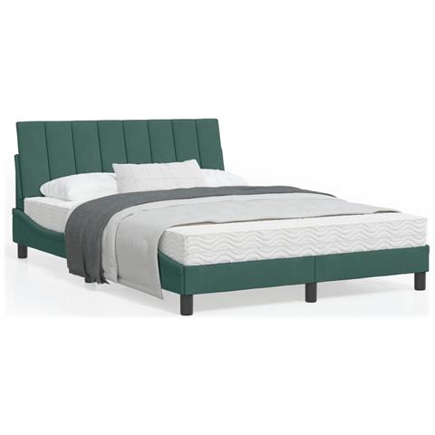 Letto con Materasso Verde Scuro 120x200 cm in Velluto - Foto 2