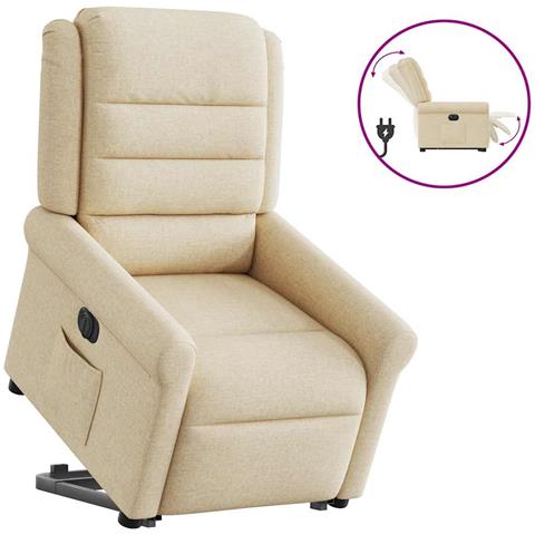 Poltrona Alzapersona Reclinabile Elettrica Crema in Tessuto - Foto 1