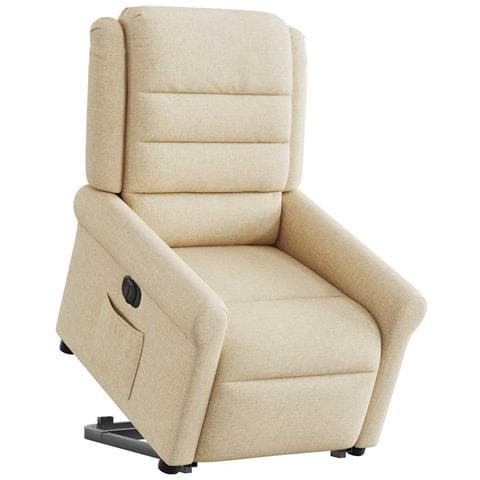 Poltrona Alzapersona Reclinabile Elettrica Crema in Tessuto - Foto 2