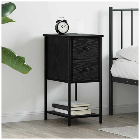 Armadio da Notte Rovere nero 32 x 42 x 70 cm Legno multistrato - Foto 2