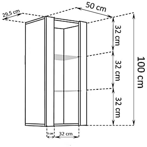 Komodee Tivoli Vertical 100 Vetrina Sospesa, Nero/bianco, Illuminazione Led Blu, Larghezza 50 Cm X Altezza 100 Cm X Profondità 29 Cm, Per Soggiorno, Sala Da Pranzo - Foto 1
