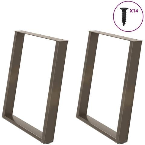 Gambe per tavolo da pranzo a forma di U 2 pz in acciaio naturale 70x(72-73) cm - Foto 1