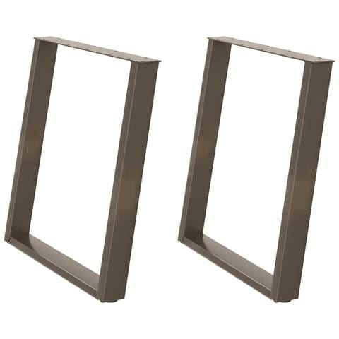 Gambe per tavolo da pranzo a forma di U 2 pz in acciaio naturale 70x(72-73) cm - Foto 2
