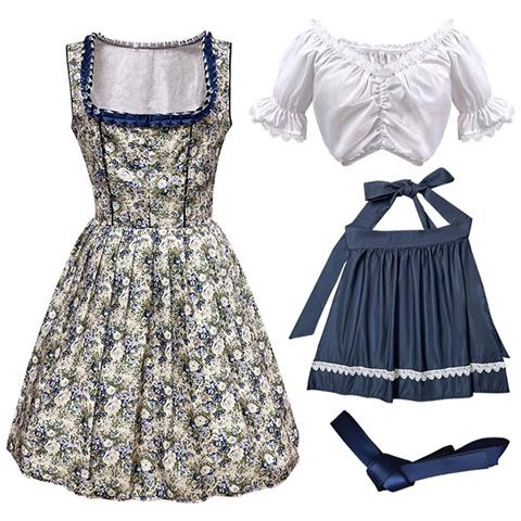 Costume Dirndl Oktoberfest: Abito Bavarese Da Birraia Con Stampa Floreale S - Foto 6
