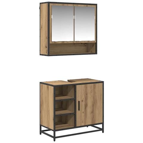 Set di mobili per il bagno con porta 2 pcs Rovere artigianale - Foto 1