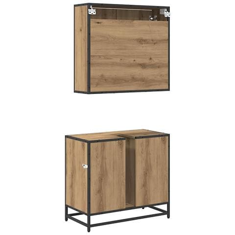 Set di mobili per il bagno con porta 2 pcs Rovere artigianale - Foto 9