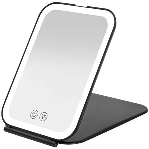 Specchio Led Per Trucco: Portatile, Pieghevole, Ricaricabile Con Controllo Touch E Luce Dimmerabile Black - Foto 2