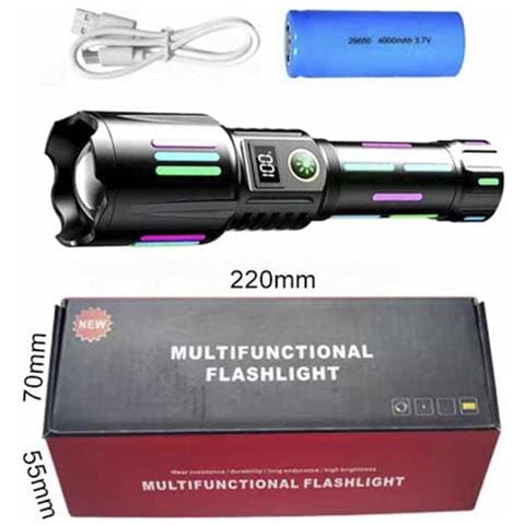 Torcia Laser Bianca 20w Con Batteria 26650 & Cavo Usb - Ricaricabile, Zoomabile - Foto 2