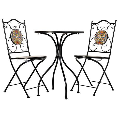 Set Tavolo E 2 Sedie In Metallo Multicolore, 60x60x75h Cm, 38x46x90h Cm - Foto 2