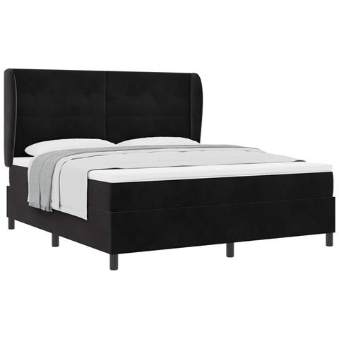 Letto a molle con materasso Nero 200 x 180 cm Poliestere - Foto 1