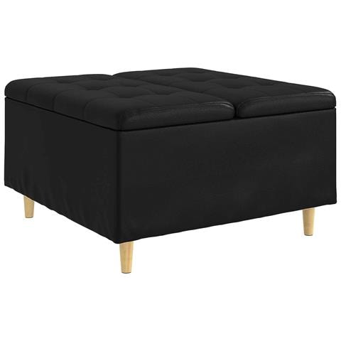 Pouf contenitore Nero 80 x 80 x 45 cm Pelle sintetica - Foto 1
