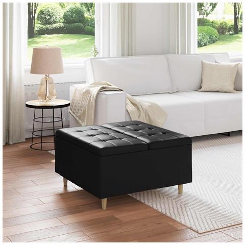 Pouf contenitore Nero 80 x 80 x 45 cm Pelle sintetica - Foto 2