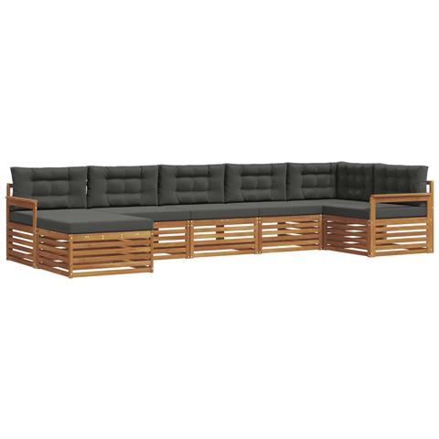 Set divani 7 pcs Naturale e Antracite Legno di Acacia Massello - Foto 1