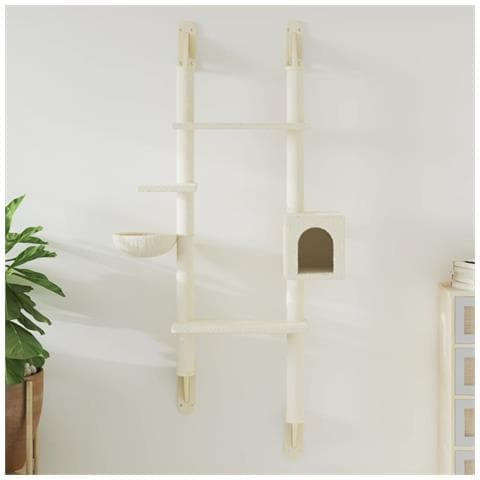 Albero per Gatti con Tiragraffi a Parete Crema 180 cm - Foto 2