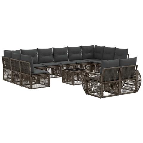 Set Divano da Giardino 13 pcs Grigio e Grigio Scuro polyrattan - Foto 1