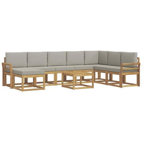 Set di divani da esterno 9 pcs Bianco e Grigio Chiaro - Foto 1