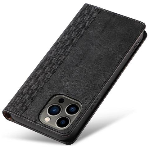 Custodia Magnetica Per Iphone 12 Pro Max Con Portafoglio + Mini Portachiavi Nero - Foto 2