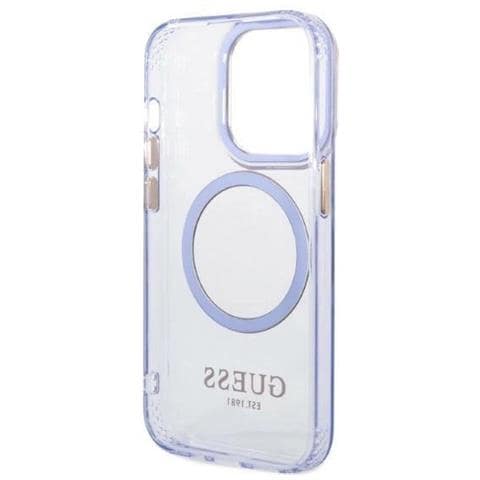 Guess Guhmp14lhtcmu Custodia Per Iphone 14 Pro 6.1 Viola /viola Con Bordo Dorato Traslucido Magsafe - Foto 2