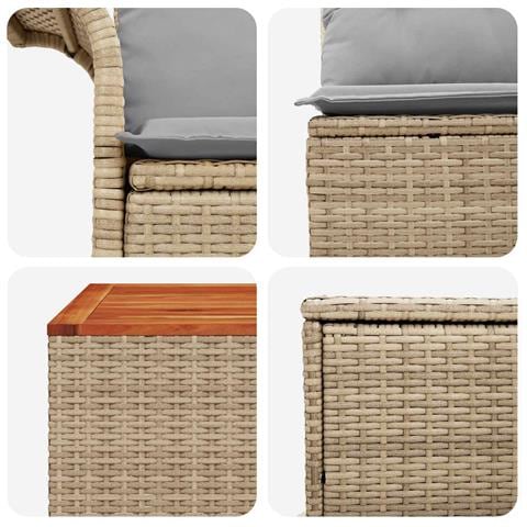 Set di divani 6 pz 4-Numero di posti Beige e Grigio Chiaro - Foto 10