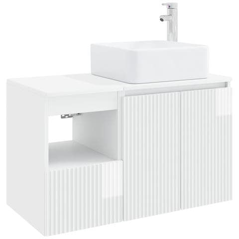 Set di mobili per il bagno 2 pz Bianco Lucido - Foto 1