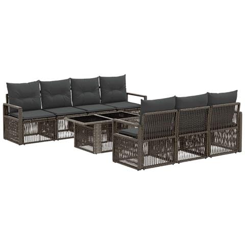 Set Divano da Giardino 8 pz Grigio e Grigio Scuro polyrattan - Foto 1