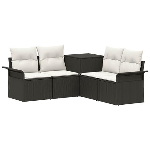 Set di divani 5 pz Nero e Bianco Crema - Foto 1