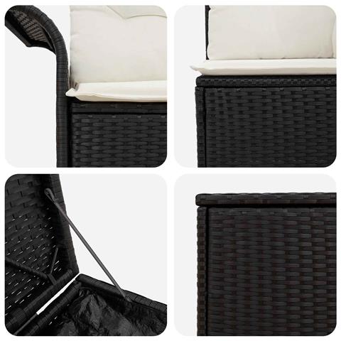 Set di divani 5 pz Nero e Bianco Crema - Foto 2