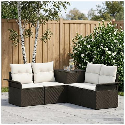 Set di divani 5 pz Nero e Bianco Crema - Foto 9