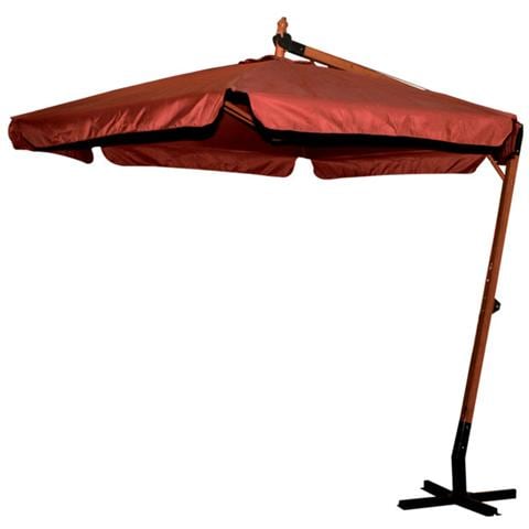Ombrellone Laterale in Legno Top Poliestere Rosso Diametro 300 - Foto 1