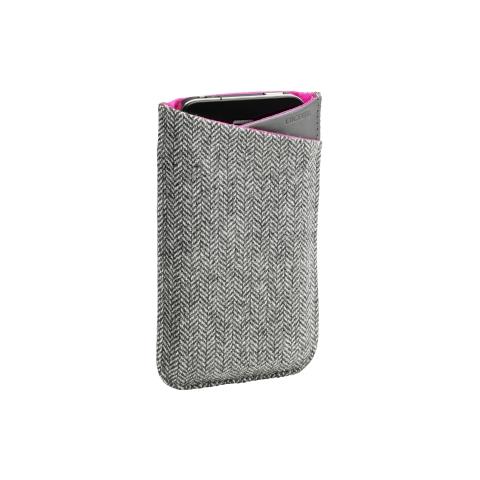 Borsa rigida per il trasporto per iPhone, Smartphone, Telefono Cellulare - Lov Sleeve - Sleeve - Grigio, Rosa - Pelle, Lana, Acrilico - Foto 1
