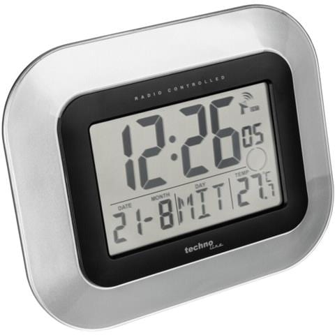 WS 8005 Radio controlled wall clock, 228 x 28 x 180 mm, AA, Nero, Argento - Foto 2