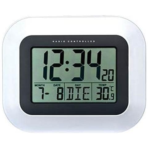 WS 8005 Radio controlled wall clock, 228 x 28 x 180 mm, AA, Nero, Argento - Foto 1