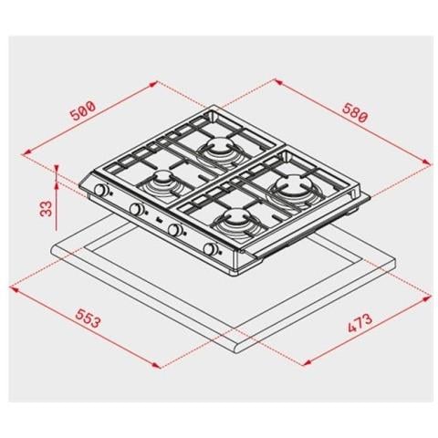 Piano Cottura EX 60 1 4G AI AL NAT a Gas 4 Fuochi da 60 cm Colore Inox - Foto 2