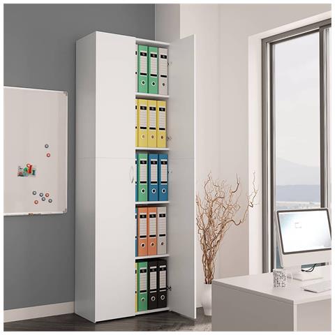 Armadio per Ufficio Bianco 60x32x190 cm in Legno Multistrato - Foto 9