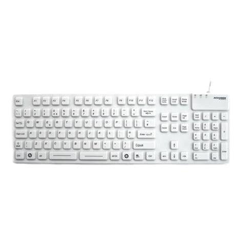KYBNA-SIL-105CWH, USB+PS / 2, QWERTY, Standard, Bianco, Latex, Gomma - Foto 1