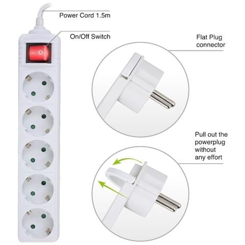 Multipresa 5 posti Schuko e Spina Schuko Salvaspazio - Foto 4