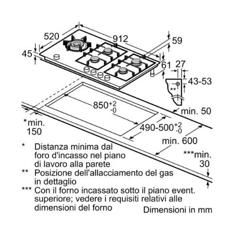 Piano Cottura iQ700 ER9A6SB70 a Gas 5 Fuochi Gas 90 cm Colore Nero - Foto 7