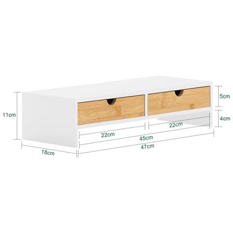 Supporto Per Monitor Pc Scrivania Organizer Scrivania Rialzo Monitor Con 2 Cassetti Bbf02-wn - Foto 2