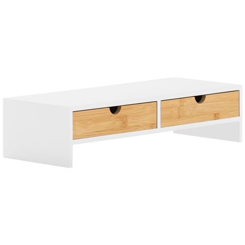 Supporto Per Monitor Pc Scrivania Organizer Scrivania Rialzo Monitor Con 2 Cassetti Bbf02-wn - Foto 1