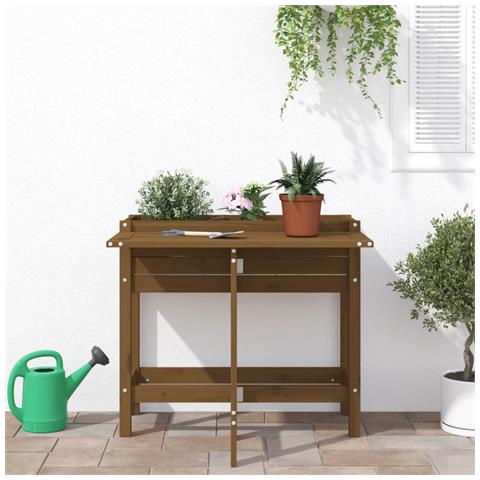 Fioriera Da Giardino Piano Pieghevole Miele Legno Massello Pino - Foto 3