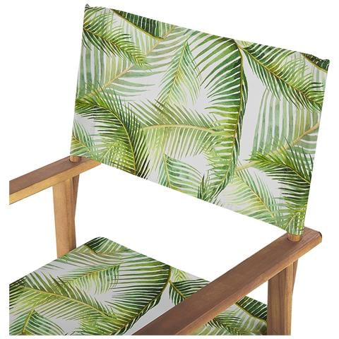 Set Di 2 Sedie Legno Di Acacia Chiaro Grigio Motivo Foglie Di Palma Verde Cine - Foto 2