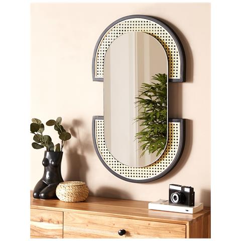 Specchio Stains 43 Cm 75 Cm Rattan Naturale - Foto 1